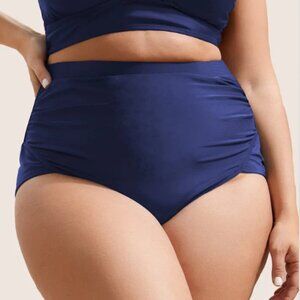 BloomChic Plain Patchwork Ruched Swim Bottom